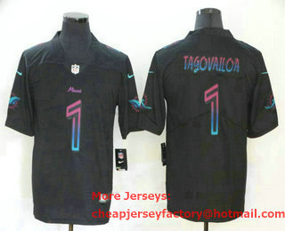 Men's Miami Dolphins #1 Tua Tagovailoa Black City Edition Vapor Limited Jersey