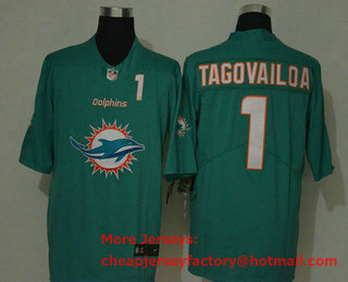 Men's Miami Dolphins #1 Tua Tagovailoa Green 2020 Big Logo Number Vapor Untouchable Stitched NFL Nike Fashion Limited Jersey