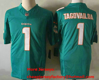 Men's Miami Dolphins #1 Tua Tagovailoa Green 2023 FUSE Vapor Untouchable Stitched Jersey