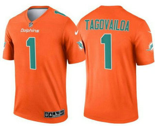 Men's Miami Dolphins #1 Tua Tagovailoa Limited Orange Inverted Vapor Jersey