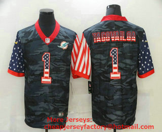 Men's Miami Dolphins #1 Tua Tagovailoa USA Camo 2020 Salute To Service Stitched NFL Nike Limited Jersey