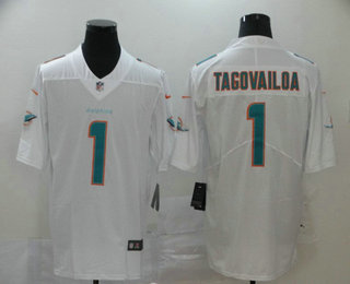 Men's Miami Dolphins #1 Tua Tagovailoa White 2020 Vapor Untouchable Stitched NFL Nike Limited Jersey