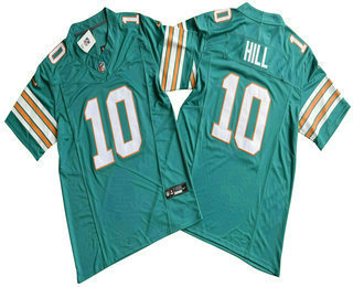 Men's Miami Dolphins #10 Tyreek Hill Aqua 2023 FUSE Vapor Limited Throwback Stitched Jersey