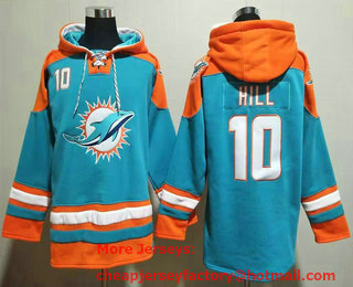 Men's Miami Dolphins #10 Tyreek Hill Green Ageless Must Have Lace Up Pullover Hoodie