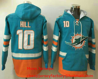 Men's Miami Dolphins #10 Tyreek Hill NEW Green Pocket Stitched NFL Pullover Hoodie
