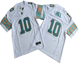 Men's Miami Dolphins #10 Tyreek Hill White 2023 FUSE Vapor Limited Throwback Stitched Jersey