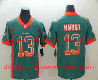 Men's Miami Dolphins #13 Dan Marino Green 2018 Fashion Drift Color Rush Stitched NFL Nike Limited Jersey