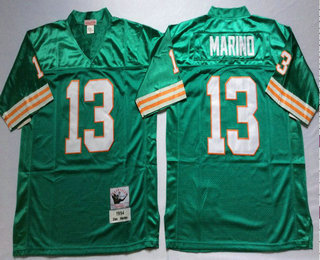 Men's Miami Dolphins #13 Dan Marino Green Stitched NFL Thowback Jersey