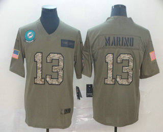 Men's Miami Dolphins #13 Dan Marino Olive Camo 2019 Salute To Service Stitched NFL Nike Limited Jersey