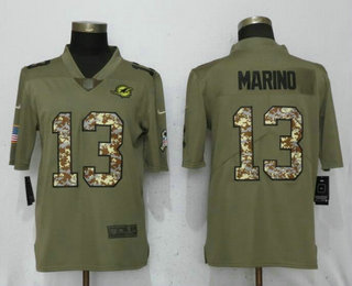 Men's Miami Dolphins #13 Dan Marino Olive With Camo 2017 Salute To Service Stitched NFL Nike Limited Jersey