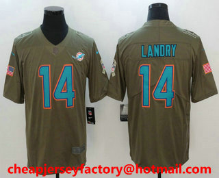 Men's Miami Dolphins #14 Jarvis Landry Olive 2017 Salute To Service Stitched NFL Nike Limited Jersey