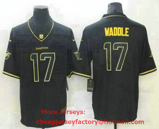 Men's Miami Dolphins #17 Jaylen Waddle Black Golden Edition Stitched NFL Nike Limited Jersey