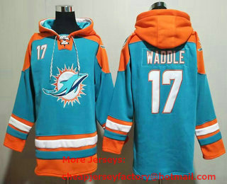 Men's Miami Dolphins #17 Jaylen Waddle Green Ageless Must Have Lace Up Pullover Hoodie