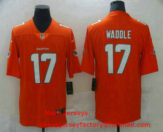 Men's Miami Dolphins #17 Jaylen Waddle Orange 2021 Vapor Untouchable Stitched NFL Nike Limited Jersey