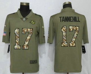 Men's Miami Dolphins #17 Ryan Tannehill Olive With Camo 2017 Salute To Service Stitched NFL Nike Limited Jersey