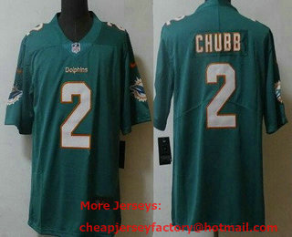 Men's Miami Dolphins #2 Bradley Chubb Limited Aqua Vapor Jersey
