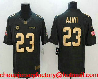 Men's Miami Dolphins #23 Jay Ajayi Anthracite Gold 2016 Salute To Service Stitched NFL Nike Limited Jersey