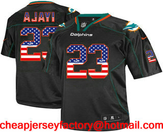 Men's Miami Dolphins #23 Jay Ajayi Black USA Flag Fashion Stitched NFL Nike Elite Jersey