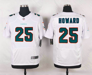 Men's Miami Dolphins #25 Xavien Howard White Road Stitched NFL Nike Elite Jersey