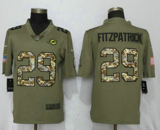 Men's Miami Dolphins #29 Minkah Fitzpatrick Olive With Camo 2017 Salute To Service Stitched NFL Nike Limited Jersey