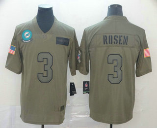 Men's Miami Dolphins #3 Josh Rosen NEW Olive 2019 Salute To Service Stitched NFL Nike Limited Jersey