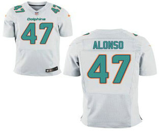 Men's Miami Dolphins #47 Kiko Alonso White Road NFL Nike Elite Jersey