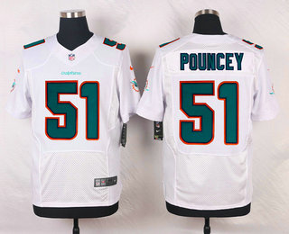 Men's Miami Dolphins #51 Mike Pouncey White Road NFL Nike Elite Jersey