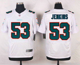 Men's Miami Dolphins #53 Jelani Jenkins White Road NFL Nike Elite Jersey