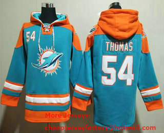 Men's Miami Dolphins #54 Zach Thomas Green Ageless Must Have Lace Up Pullover Hoodie