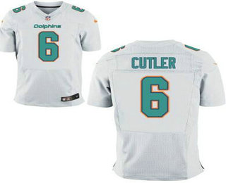 Men's Miami Dolphins #6 Jay Culter White Road Stitched NFL Nike Elite Jersey