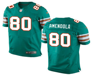 Men's Miami Dolphins #80 Danny Amendola Aqua Green Alternate Stitched NFL Nike Elite Jersey