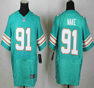 Men's Miami Dolphins #91 Cameron Wake Aqua Green Alternate 2015 NFL Nike Elite Jersey
