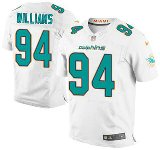Men's Miami Dolphins #94 Mario Williams White Road NFL Nike Elite Jersey