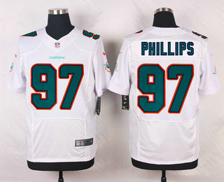 Men's Miami Dolphins #97 Jordan Phillips White Road NFL Nike Elite Jersey