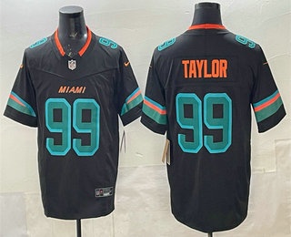 Men's Miami Dolphins #99 Jason Taylor Limited Black Rivalries FUSE Vapor Stitched Jersey