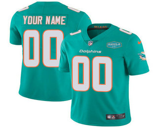 Men's Miami Dolphins ACTIVE PLAYER Custom Aqua With 347 Shula Patch 2020 Vapor Untouchable Limited Stitched NFL Jersey