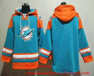 Men's Miami Dolphins Blank Green Ageless Must Have Lace Up Pullover Hoodie