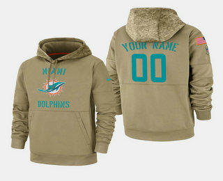 Men's Miami Dolphins Custom 2019 Salute to Service Sideline Therma Pullover Hoodie
