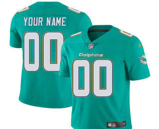 Men's Miami Dolphins Custom Vapor Untouchable Aqua Green Team Color NFL Nike Limited Jersey