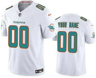Men's Miami Dolphins Customized Limited White FUSE Vapor Jersey