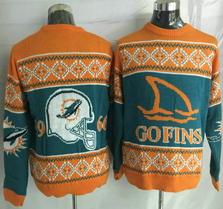 Men's Miami Dolphins Green With Orange NHL Sweater