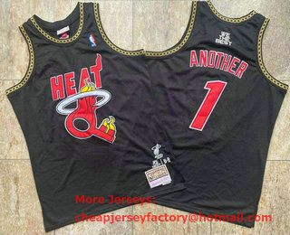 Men's Miami Heat #1 Another DJ Khaled X Limited Edition Black AU Throwback Jersey