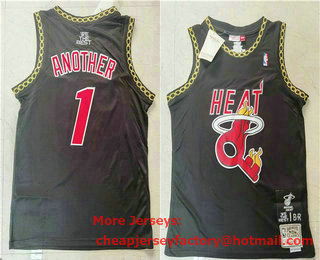 Men's Miami Heat #1 Another DJ Khaled X Limited Edition Black Throwback Jersey