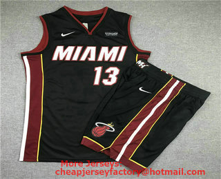 Men's Miami Heat #13 Bam Adebayo Black 2019 Nike Swingman Stitched NBA Jersey With Shorts