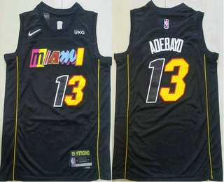 Men's Miami Heat #13 Bam Adebayo Black Diamond 2022 City Edition Swingman Stitched Jersey With Sponsor
