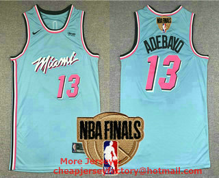 Men's Miami Heat #13 Bam Adebayo Light Blue 2020 NBA Finals Patch Nike Swingman Stitched NBA Jersey With The Sponsor Logo