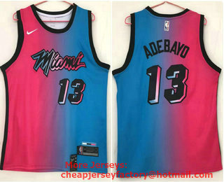 Men's Miami Heat #13 Bam Adebayo Pink Blue 2021 Nike City Edition Swingman Jersey