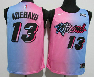 Men's Miami Heat #13 Bam Adebayo Pink Blue 2021 Nike City Edition Swingman Jersey With The Sponsor Logo