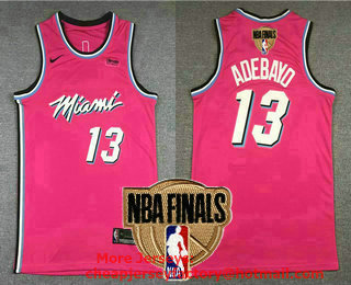 Men's Miami Heat #13 Bam Adebayo Pink Nike Swingman 2020 NBA Finals Patch playoffs Earned Edition Stitched Jersey