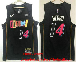 Men's Miami Heat #14 Tyler Herro Black Diamond 2022 City Edition Swingman Stitched Jersey With Sponsor Logo